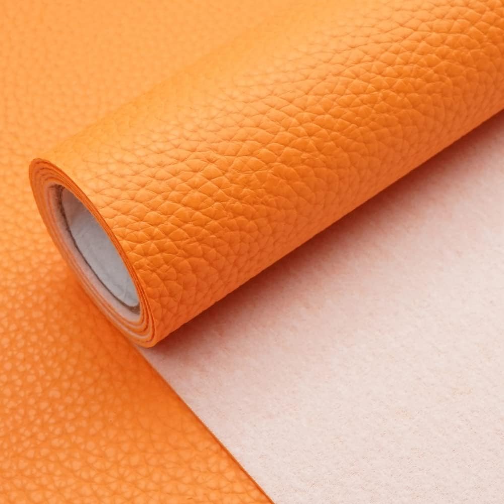 Alternative view of Orange Litchi Texture PU Fabric Leather 11.8x53.14 Inch（30x135 CM） 1.13mm Thick Faux Synthetic Leather Material for Upholstery Crafts, DIY Sewings, Sofa, Handbag, Earrings, Hair Bows Decorations
