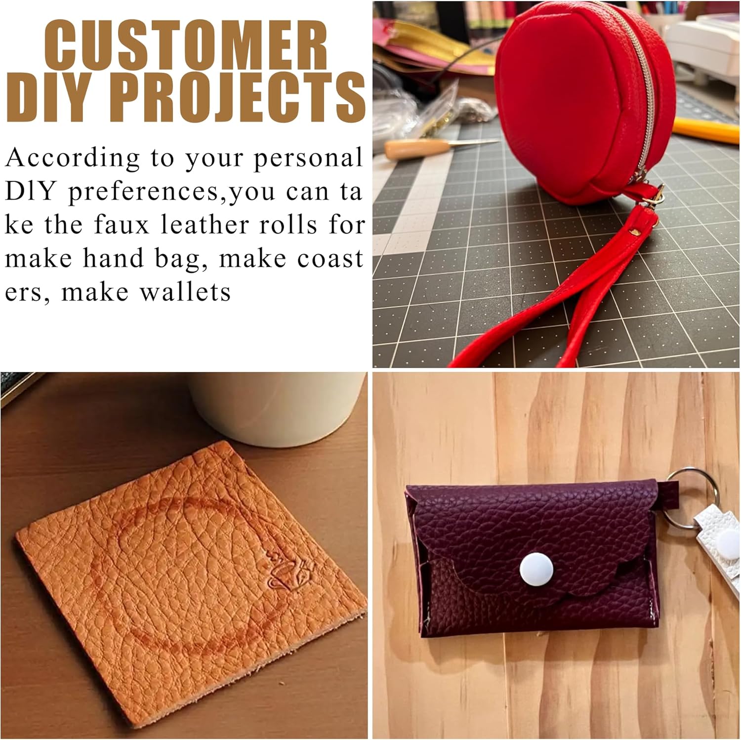 Orange Litchi Texture PU Fabric Leather 11.8x53.14 Inch(30x135 CM) 1.13mm Thick Faux Synthetic Leather Material for Upholstery Crafts, DIY Sewings, Sofa, Handbag, Earrings, Hair Bows Decorations - Image 6