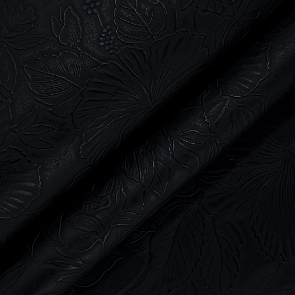 Alternative view of ONEART | Flower Embossed Textured Faux Leather, 12"×54" Floral Embossed Synthethic Pleather for Bows Earrings Sewing Projects-Black