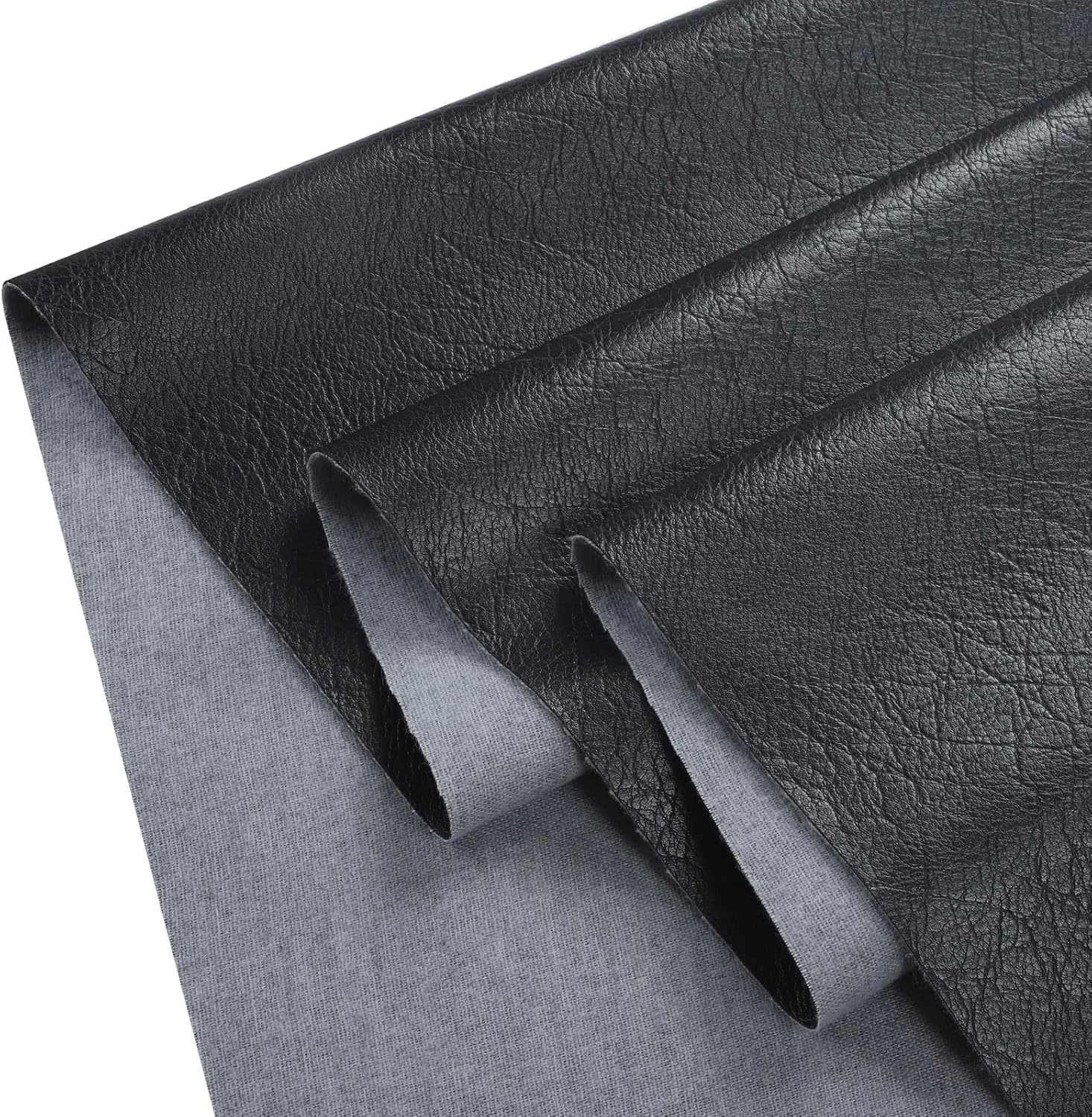 Picheng Soft Skin Grain Faux Leather Fabric, 54" x 36" Vinyl Upholstery Leather, Soft Touch Faux Leather Sheets for Furniture Cover Sofa Chairs,DIY Crafts (Black)
