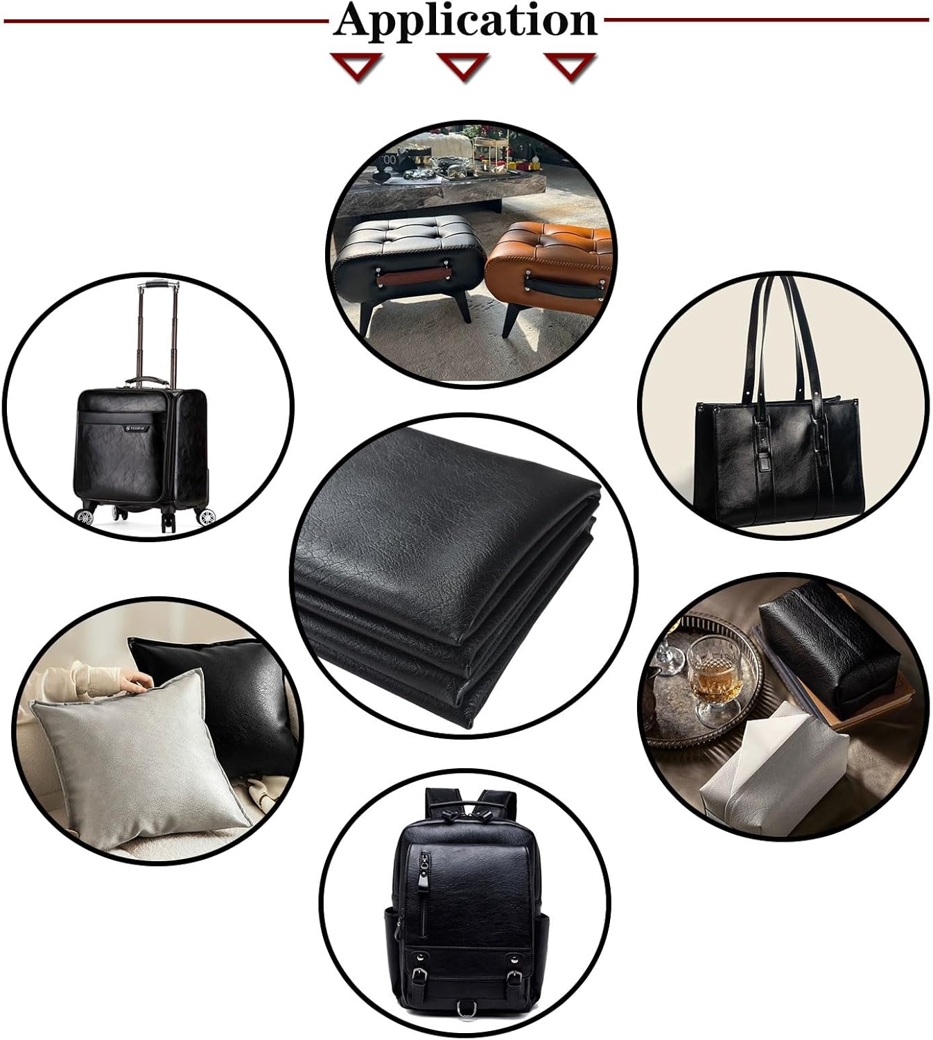 Picheng Soft Skin Grain Faux Leather Fabric, 54" x 36" Vinyl Upholstery Leather, Soft Touch Faux Leather Sheets for Furniture Cover Sofa Chairs,DIY Crafts (Black) - Image 4