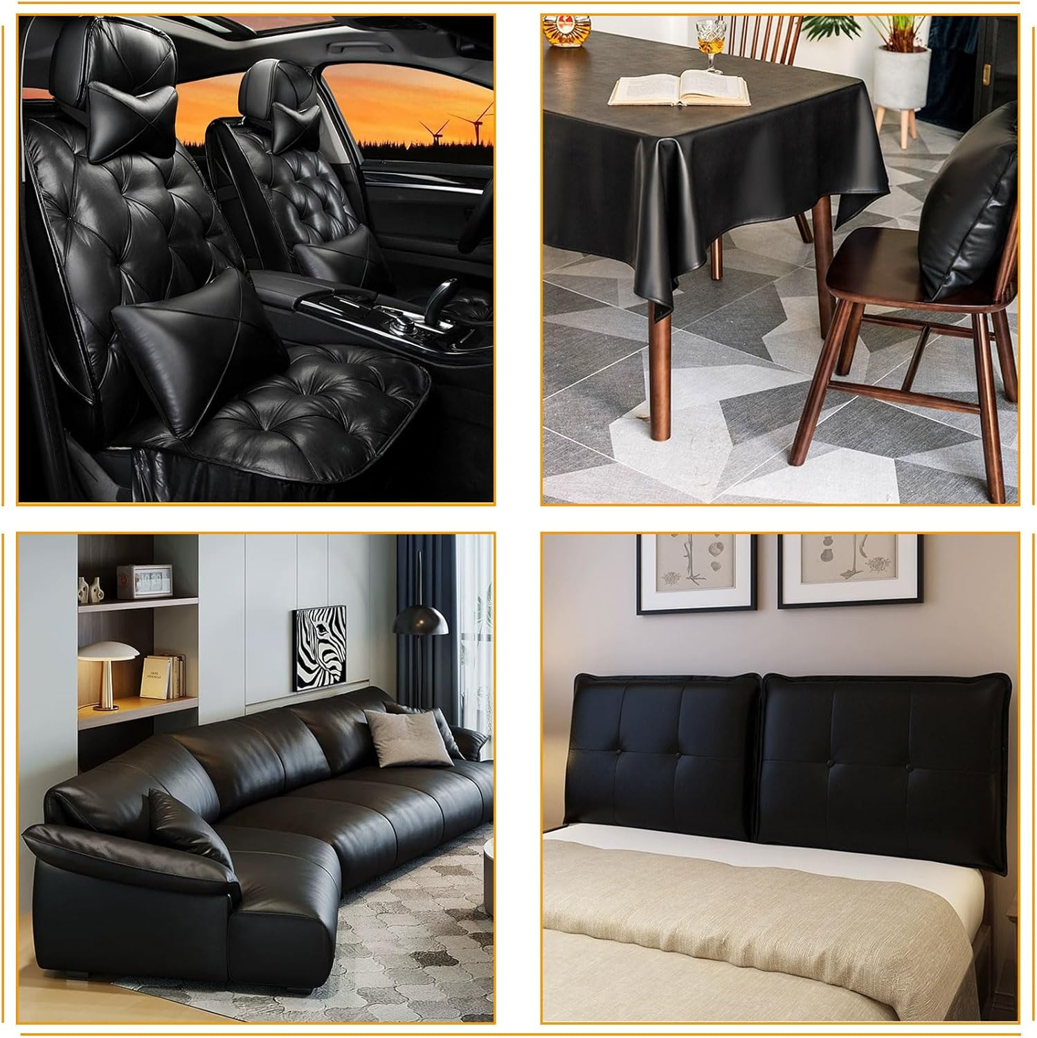 Picheng Soft Skin Grain Faux Leather Fabric, 54" x 36" Vinyl Upholstery Leather, Soft Touch Faux Leather Sheets for Furniture Cover Sofa Chairs,DIY Crafts (Black) - Image 5