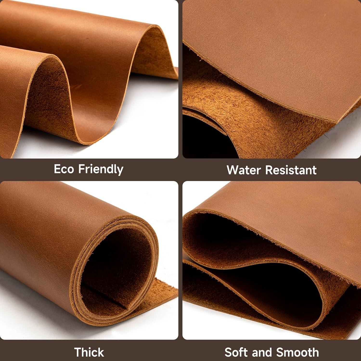 Alternative view of 12''X24'' Genuine Leather Sheets - Tooling Leather Fabric Pieces for Crafts, Full Grain Leather Hide Material(Brown, 2mm Thick)