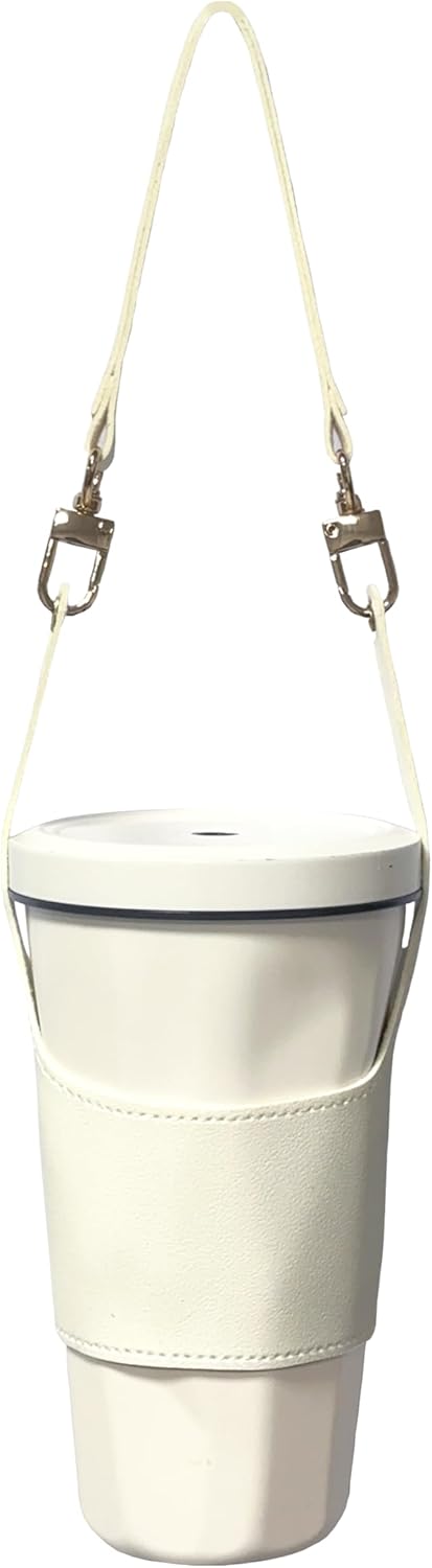 PU Leather Drink Carrier with Hand Strap, Eco Friendly Reusable Adjustable Single Cup Holder for Travel Coffee Cup Hanging Carry, Cruise Drink Caddy & Decorate Your Cup (Black) - Image 7