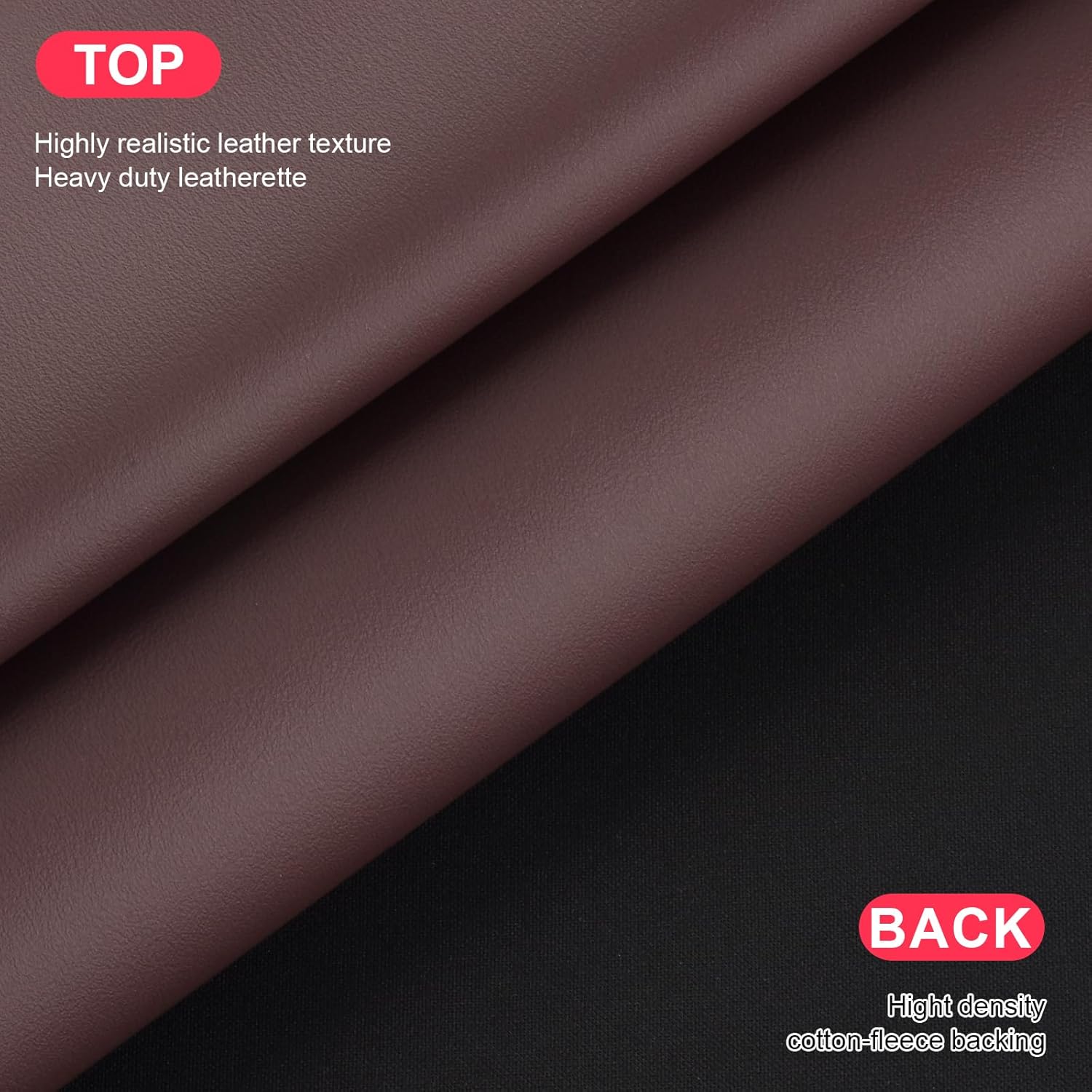 Alternative view of 2 Yards Marine Vinyl Fabric, Upholstery Faux Leather, Soft Waterproof Synthetic Fabric for Outdoor Boat Automotive, Car Seats, Upholstery Crafts, DIY Sewing, Sofa, Handbag 54" x 72" (Dark Brown)
