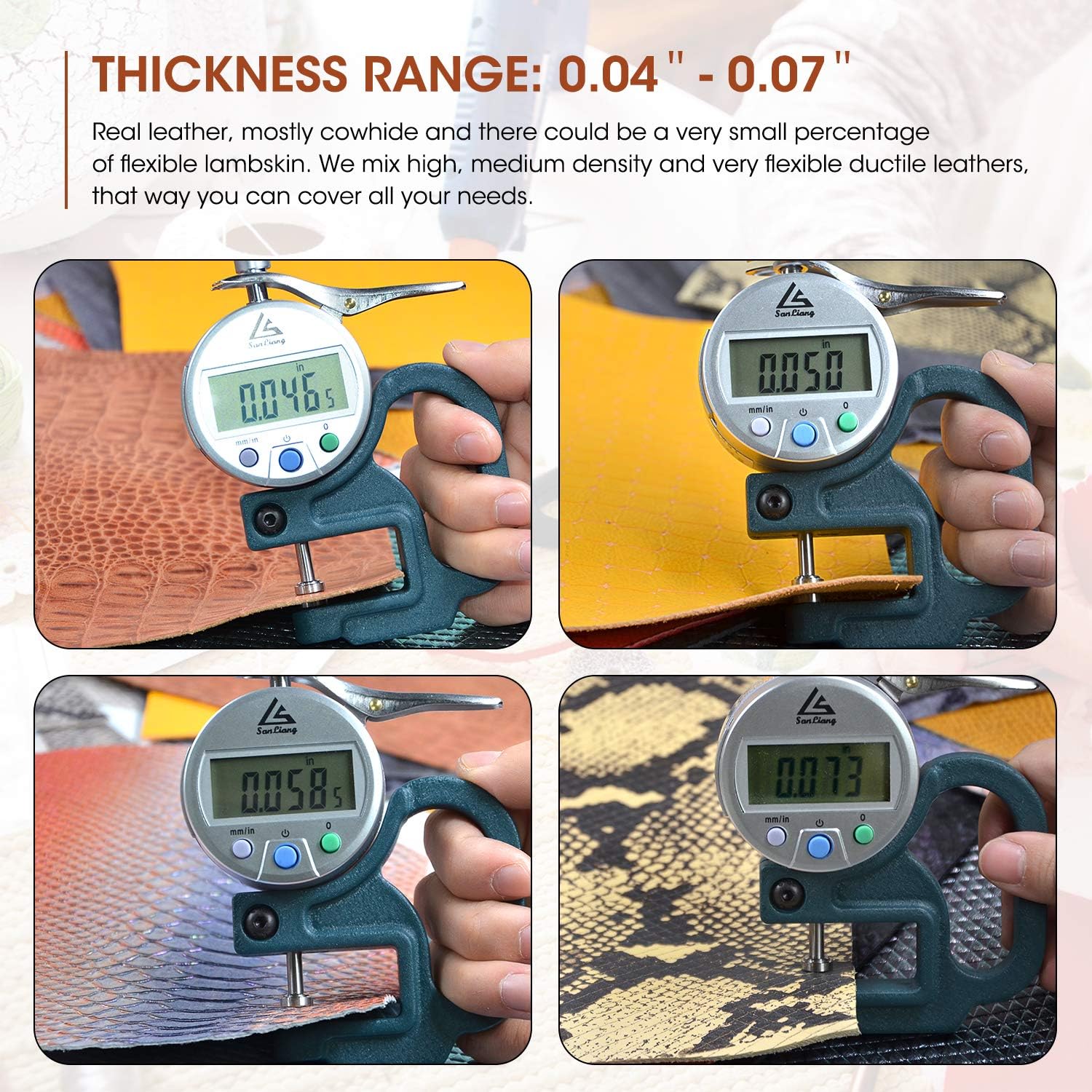 Mardili Printed and Embossed Upholstery Leather Scraps,1.5-1.8LBs Large Pieces,Square(10" *10") and Irrgular Size