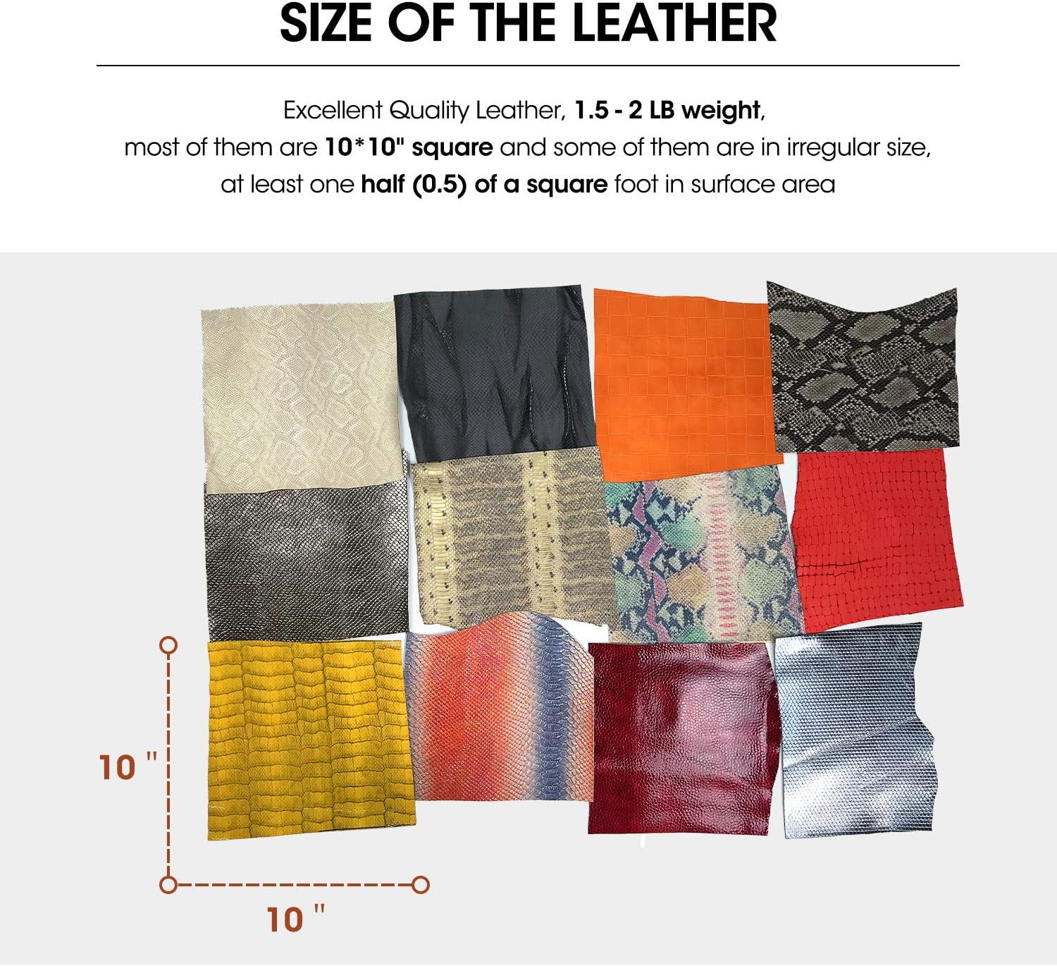 Alternative view of Mardili Printed and Embossed Upholstery Leather Scraps,1.5-1.8LBs Large Pieces,Square(10" *10") and Irrgular Size