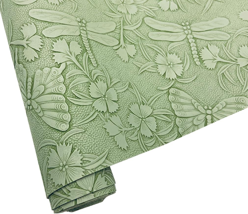 Embossed Faux Leather Sheets for Earrings Purses Making, 12 x 54 inch (32x137cm) Dragonfly Butterfly Flower Faux Leather for DIY Crafts Sewing Supplies (Brown) - Image 4