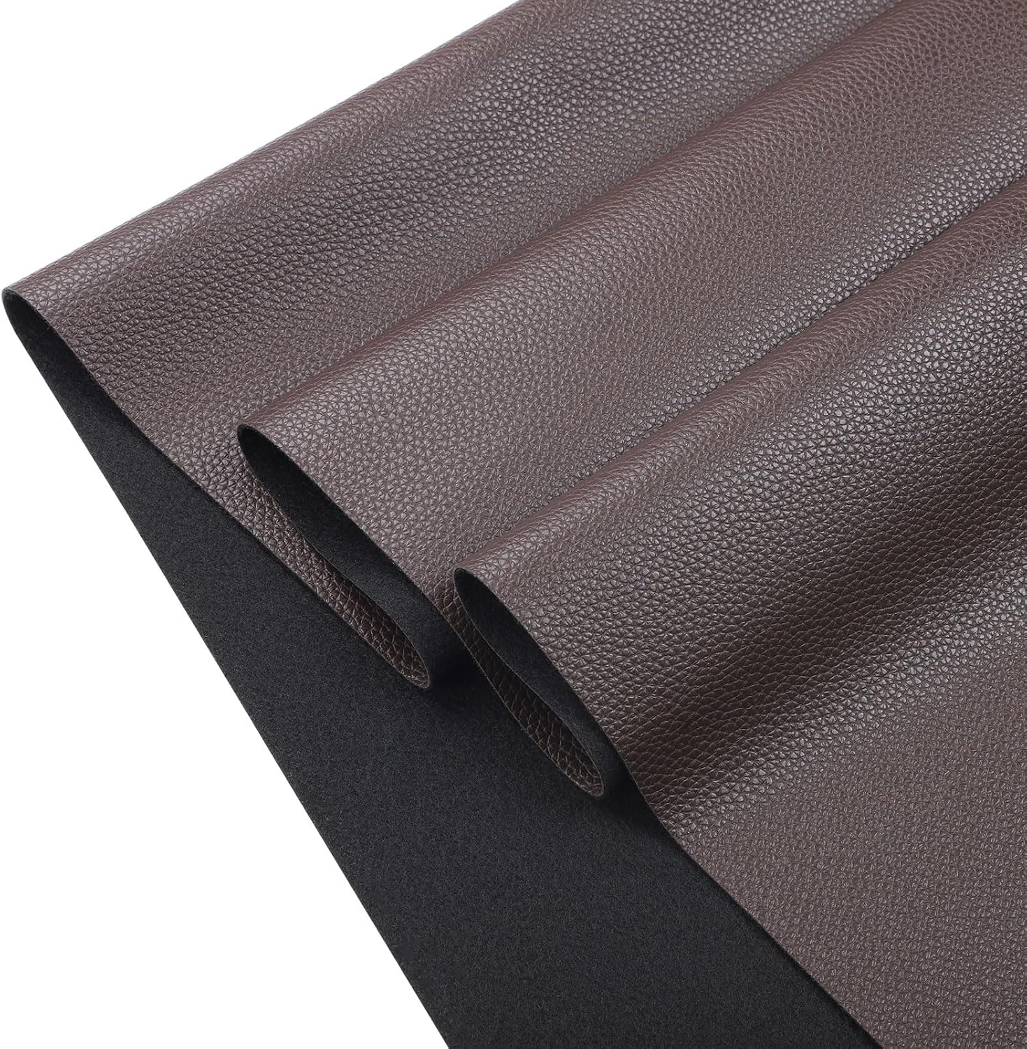 Picheng Soft Lychee Texture Faux Leather Sheets,Waterproof Synthetic Fabric Material 54" x 36" Marine Vinyl Upholstery Leather for Replacement Renovate,Upholstery Car,DIY Crafts (Dark Brown)