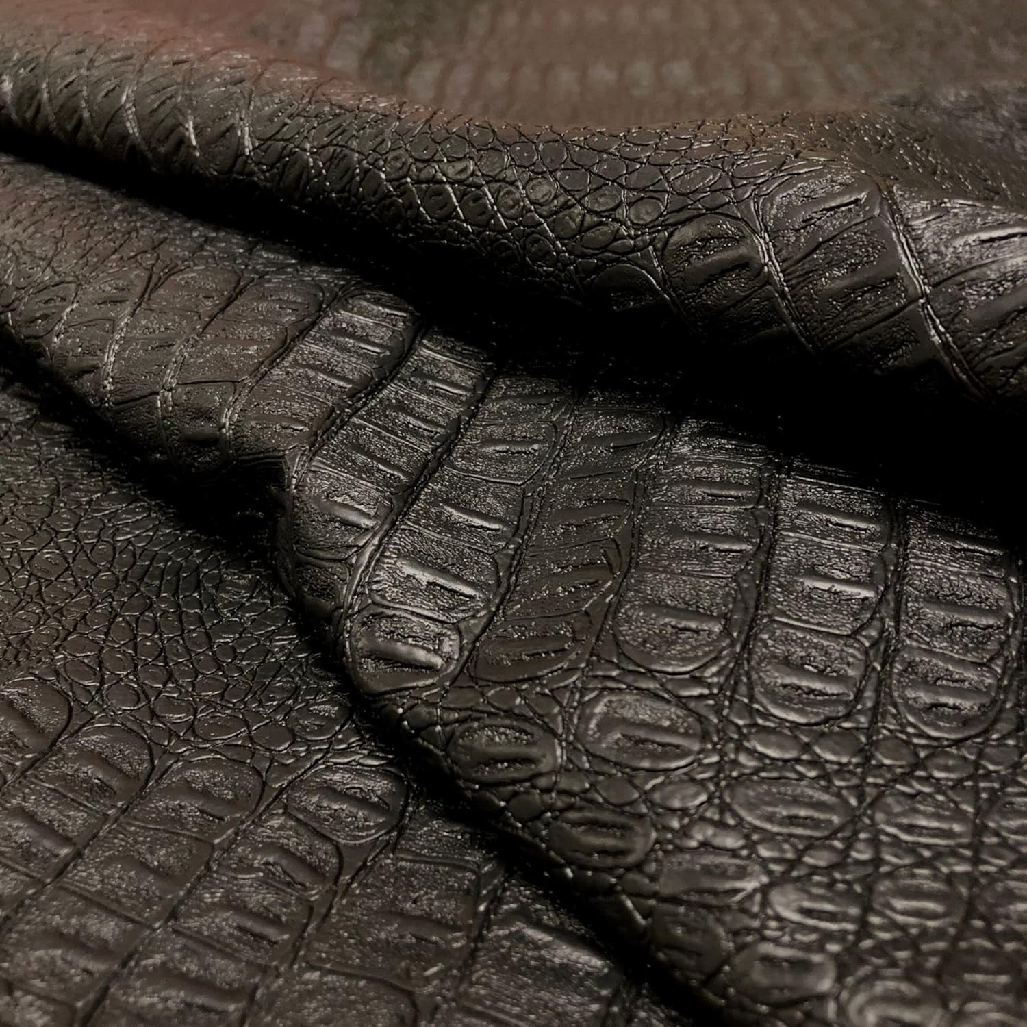 Alternative view of Alligator Fabric, Soft Textured Crocodile Vinyl Faux Leather, Gator Skin Embossed Upholstery DIY Craft and Clips Pleather Sheets u2013 Individual 1 Yard Cut 36u201Dx54u201D (Black)