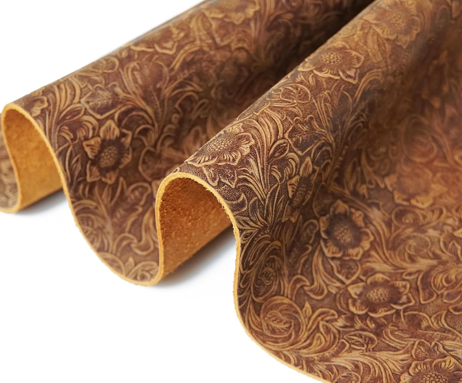 Alternative view of DOQN Bump Texture Genuine Leather Sheets Plain Geometric Pattern Printed Leather Sheet for Crafts (Bourbon Brown, 12"x12")