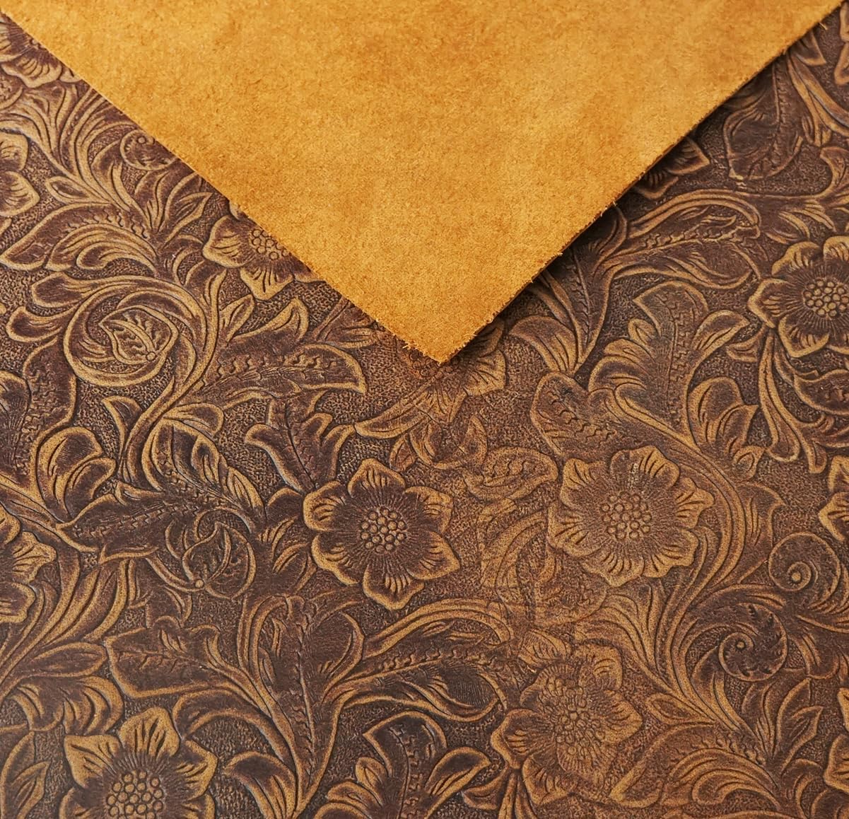 DOQN Bump Texture Genuine Leather Sheets Plain Geometric Pattern Printed Leather Sheet for Crafts (Bourbon Brown, 12"x12") - Image 6
