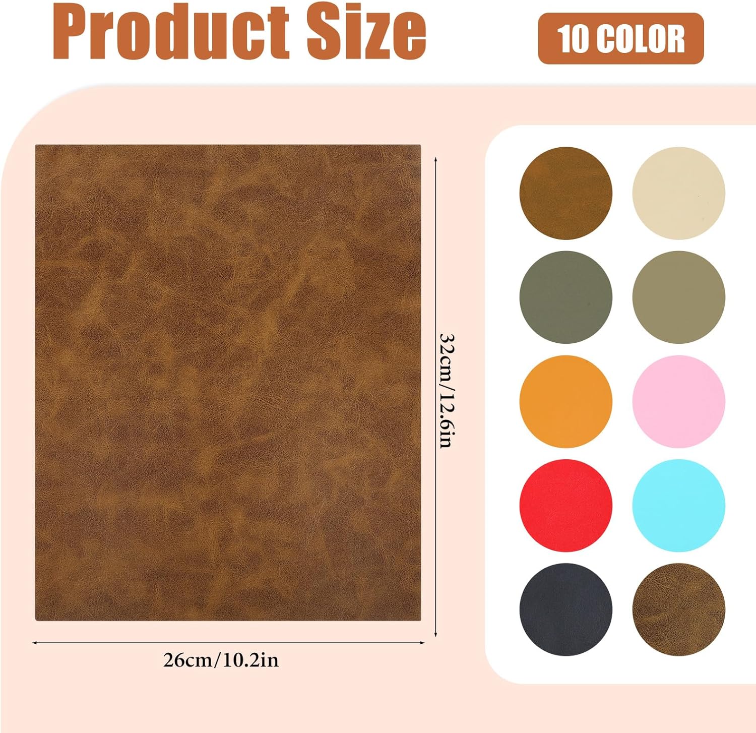 10 Pcs Laserable Leatherette Sheets, 12.6 x 10.2 Inch Blank Leather for Laser Engraving 10 Colors Faux Leather Sheets for Hats, Cap, Keychain, DIY Projects, Engraver Leathers Material