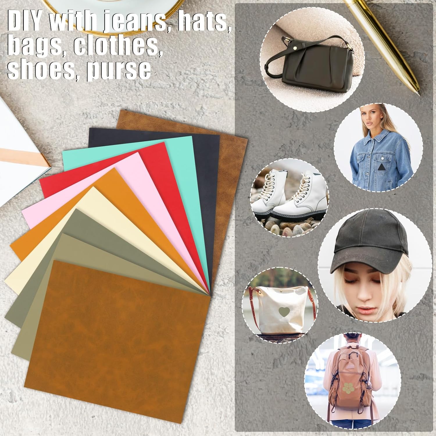 10 Pcs Laserable Leatherette Sheets, 12.6 x 10.2 Inch Blank Leather for Laser Engraving 10 Colors Faux Leather Sheets for Hats, Cap, Keychain, DIY Projects, Engraver Leathers Material - Image 3