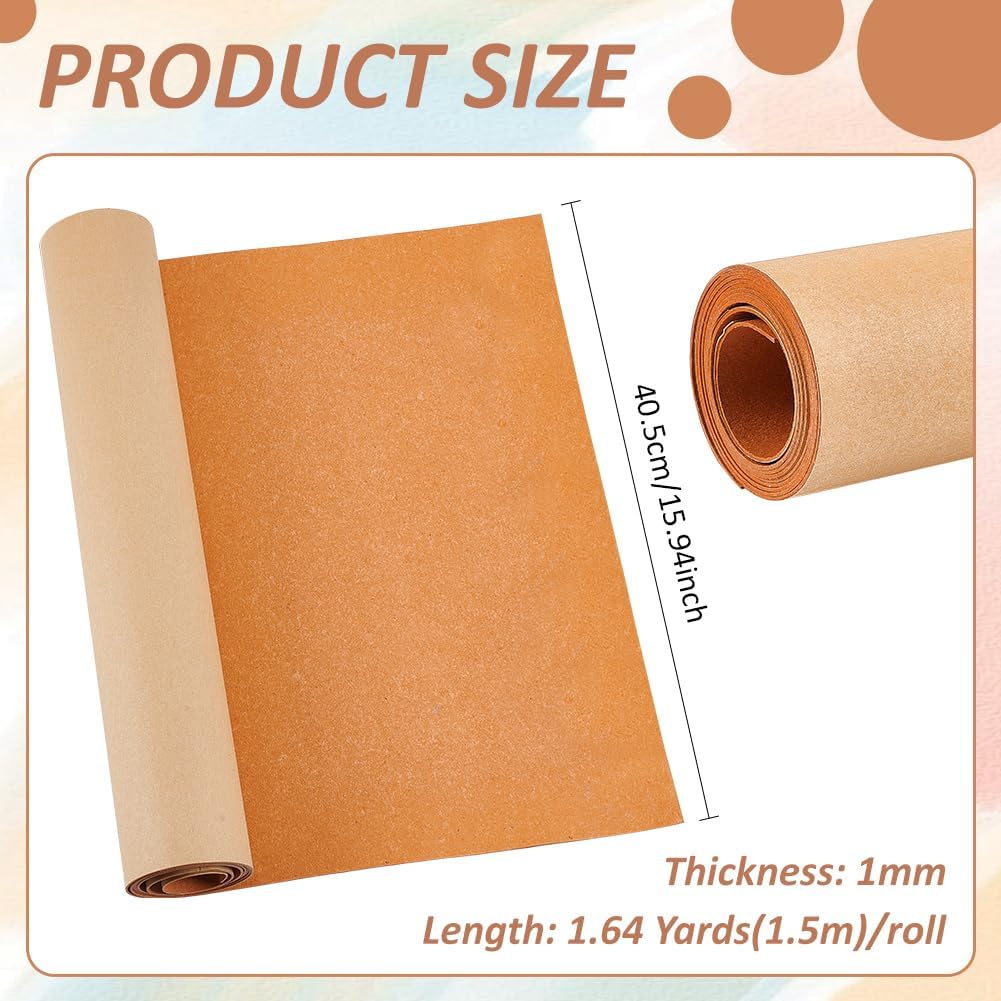 BENECREAT 15.9x59inch Self-Adhesive Leather Stiffener Roll, Leather Bag Liner Craft Supplies for Bag Handmaking, Bonded Sheet for Handbag Reinforcement, Dark Orange, 1mm Thick