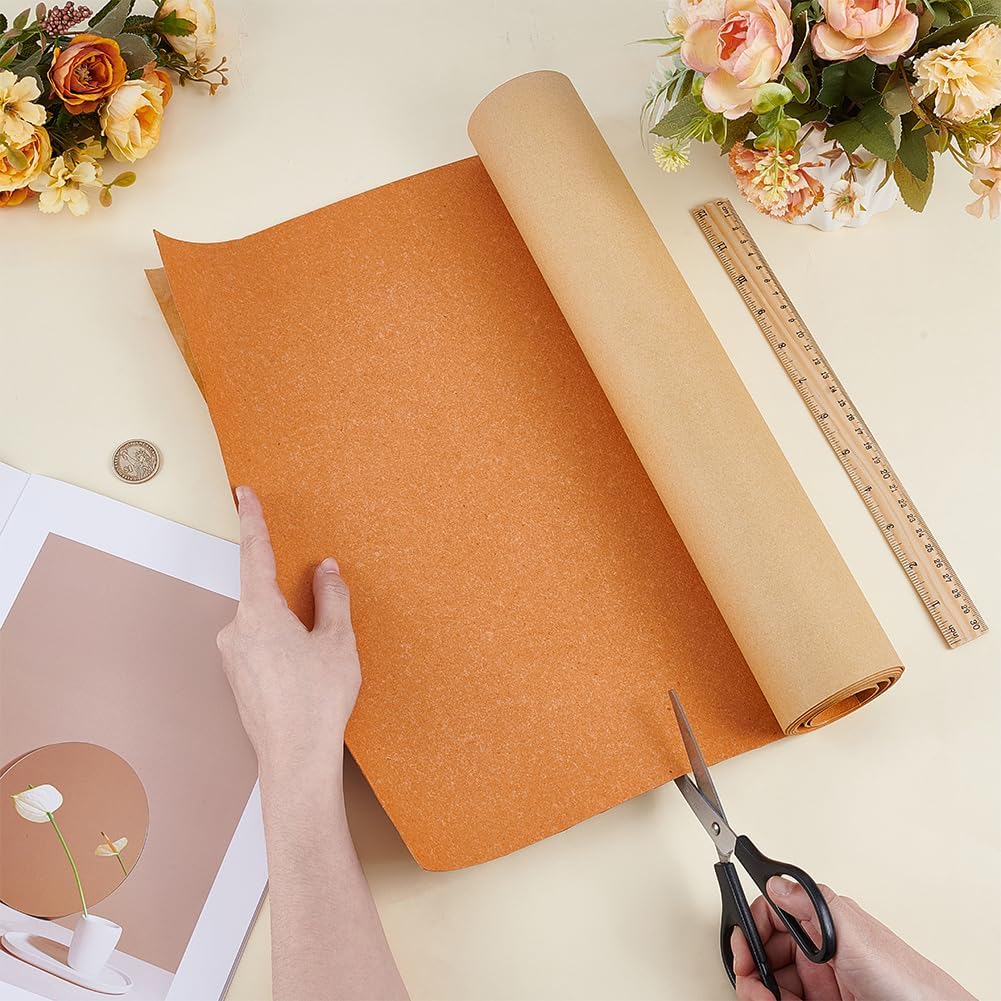Alternative view of BENECREAT 15.9x59inch Self-Adhesive Leather Stiffener Roll, Leather Bag Liner Craft Supplies for Bag Handmaking, Bonded Sheet for Handbag Reinforcement, Dark Orange, 1mm Thick