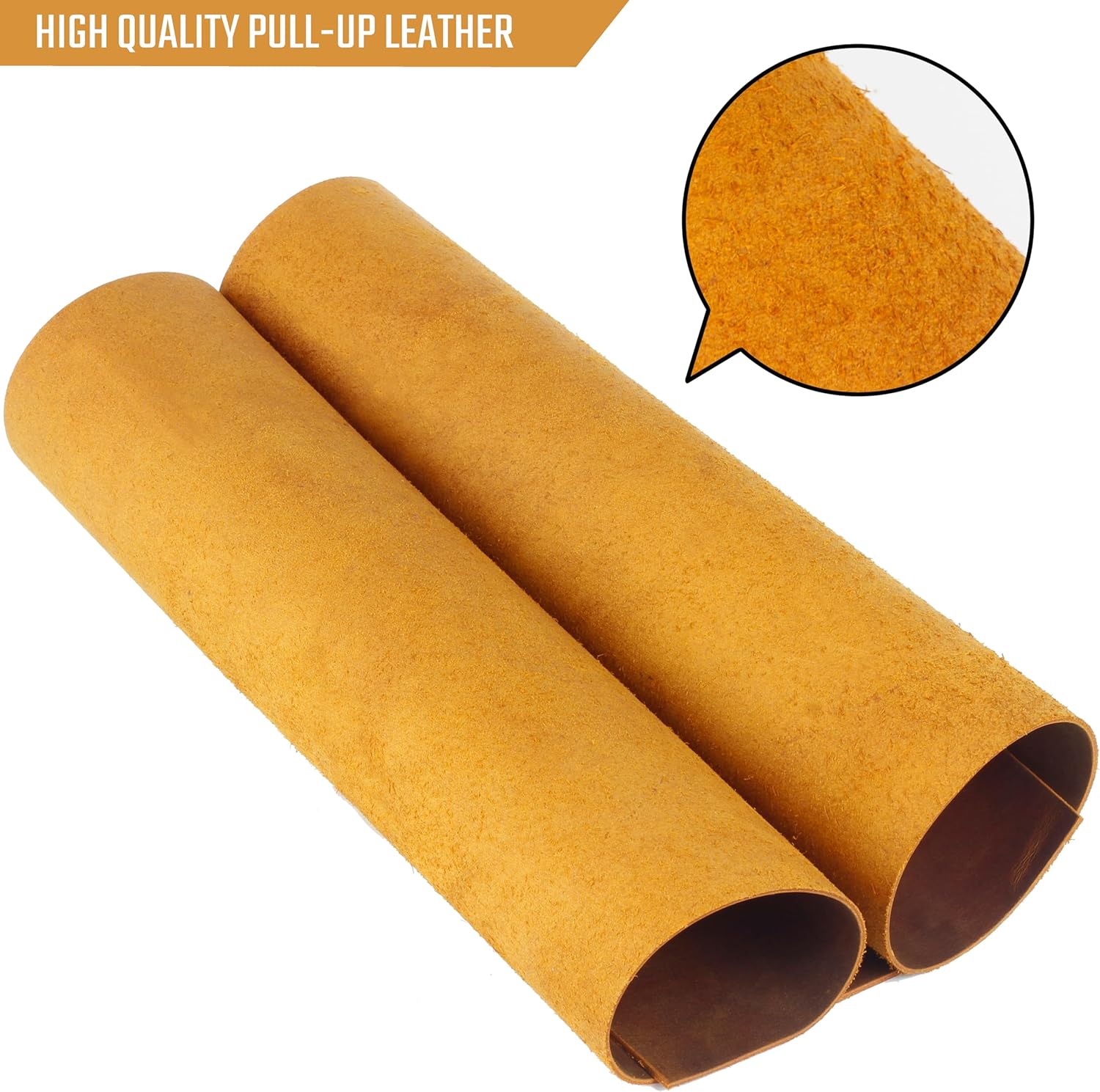 Toprank Genuine Leather Sheets for Crafts 6'X12'' Precut Full Grain Leather Tooling Leather (1.6mm) Cowhide Leather Pieces Square, Camel