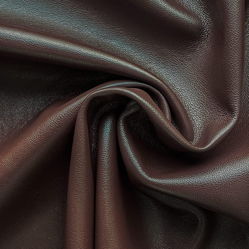 Faux Leather Fabric 1 Yard 54" x 36" Soft Solid Color Crafts Material 0.9mm Thick Perfect for Upholstery Covers, Bags, Leather Clothing and Accessories (Dark Brown)