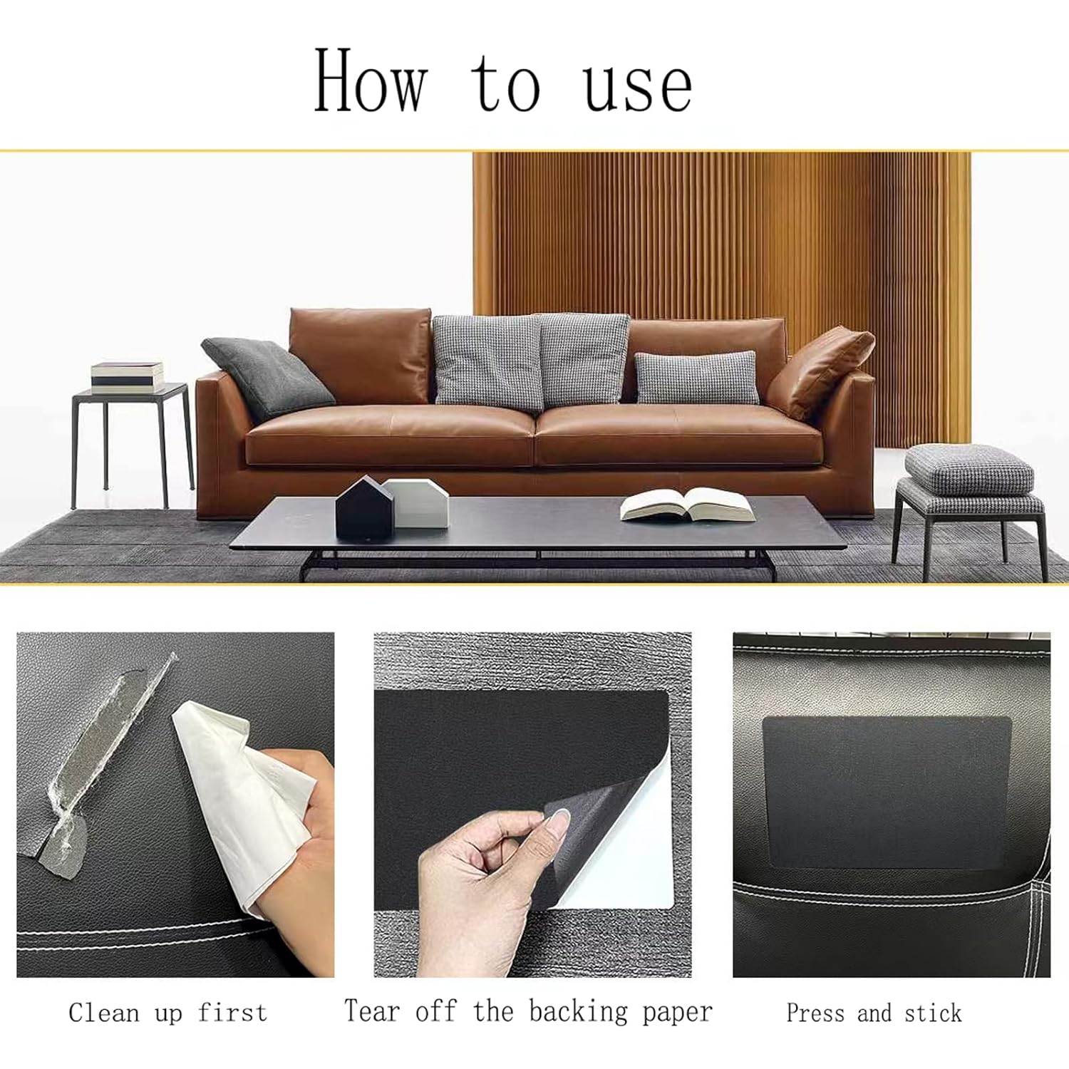 Alternative view of PXBBZDQ Self Adhesive Leather Repair Patch, 15.7"×59" Leather Patches for Furniture, Car Seat Repair, Leather Repair Tape (Khaki)