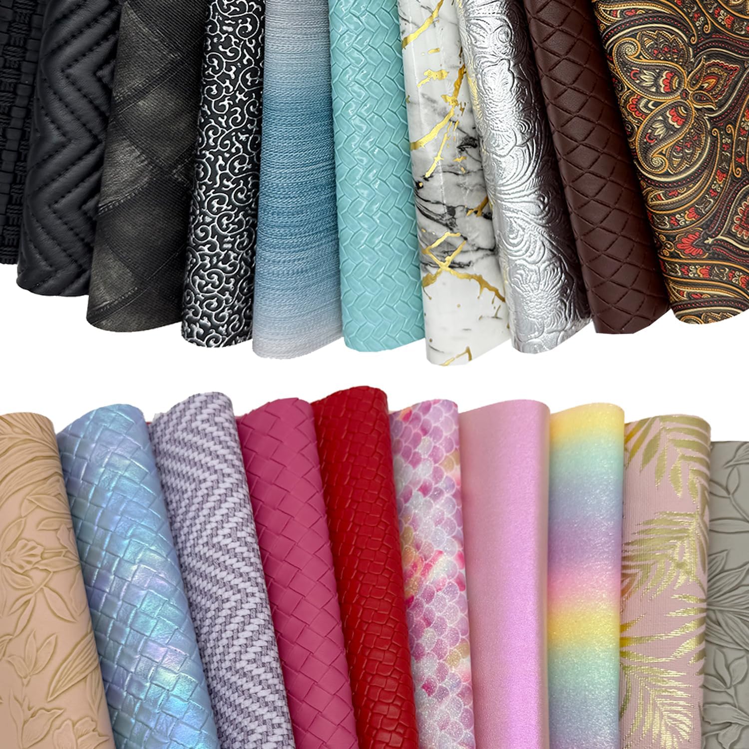 Alternative view of 20 Pcs Random Faux Leather Sheets 21 x 32 cm Multiple Colors & Patterns - Ideal for DIY Craft Projects - Creative Craft PU Leather Materials for Earrings Hair Bows
