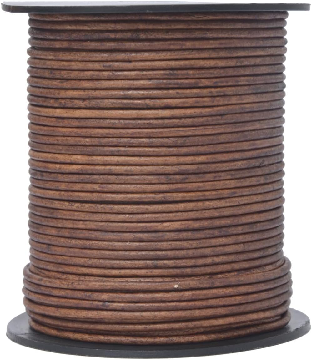 Xsotica Xsotica 25 Meter Real/Genuine Round Leather Cord for Jewelry Making, Leather Strips & Strings for Necklaces, Bracelets, Braiding, Crafts (Gypsy SIPPA, 2mm) - Image 4