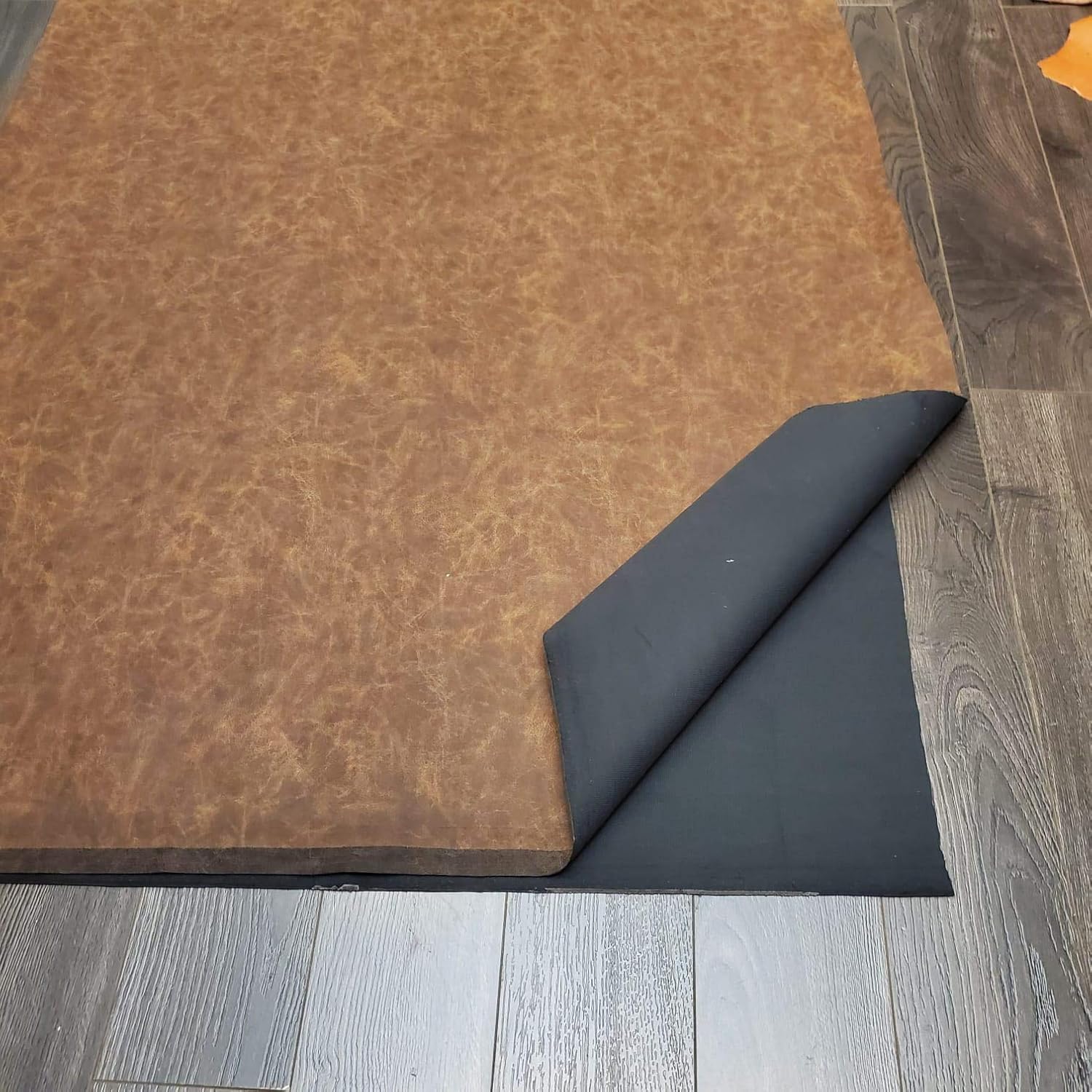 NAT Leathers Brown Distressed 24 inch x 54 inch Vegan Faux Leather Fabric Sheet Synthetic Pleather 0.9 mm Soft Smooth Upholstery 9 sq.ft. (24" x 54" -2/3 of Yard) (Brown Distressed)