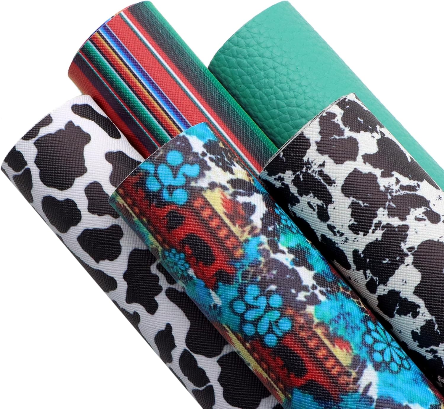 David accessories Cow Pattern Faux Leather Sheets Pattern Synthetic Leather Fabric Canvas Back 5 Pcs 7.7" x 12.9" (20 cm x 33cm) for DIY Earring Making Crafts (A)