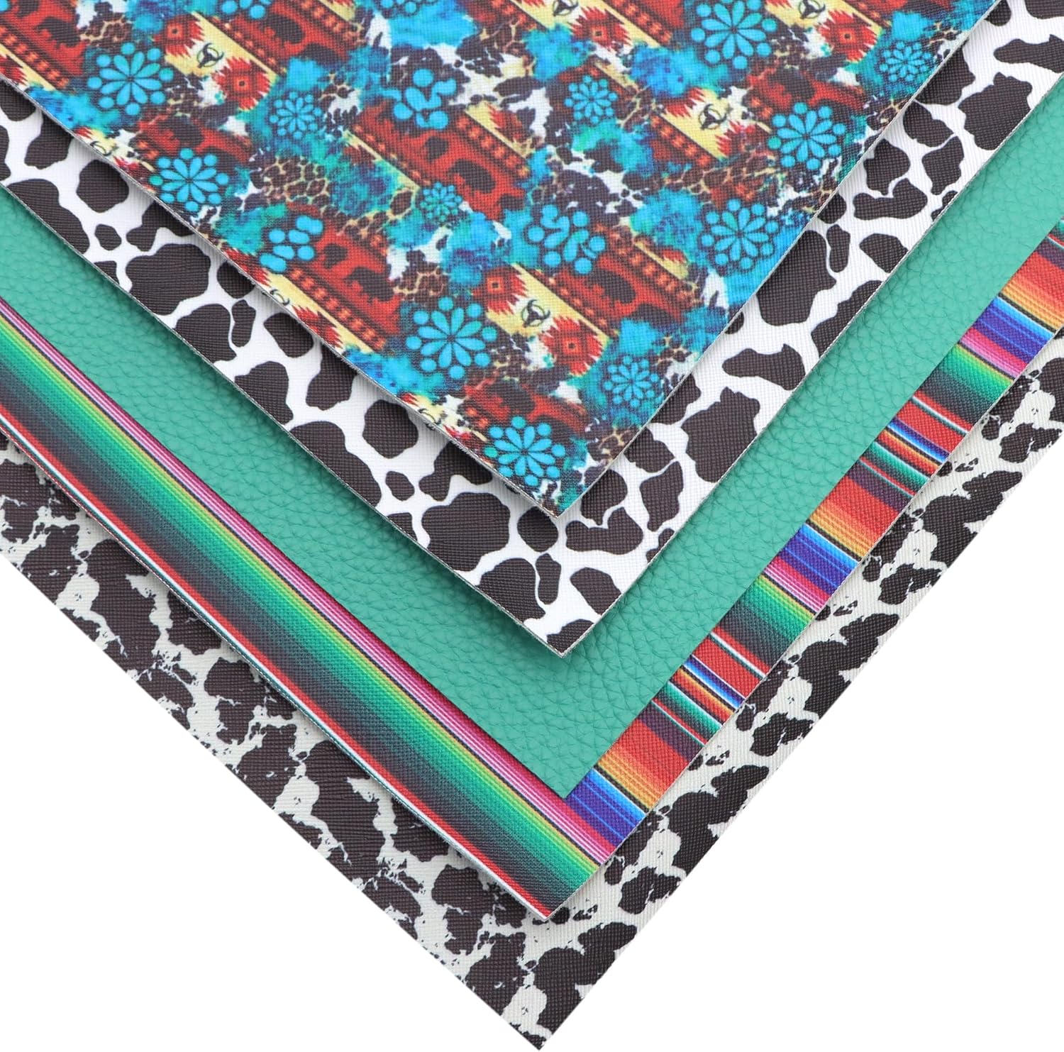 Alternative view of David accessories Cow Pattern Faux Leather Sheets Pattern Synthetic Leather Fabric Canvas Back 5 Pcs 7.7" x 12.9" (20 cm x 33cm) for DIY Earring Making Crafts (A)