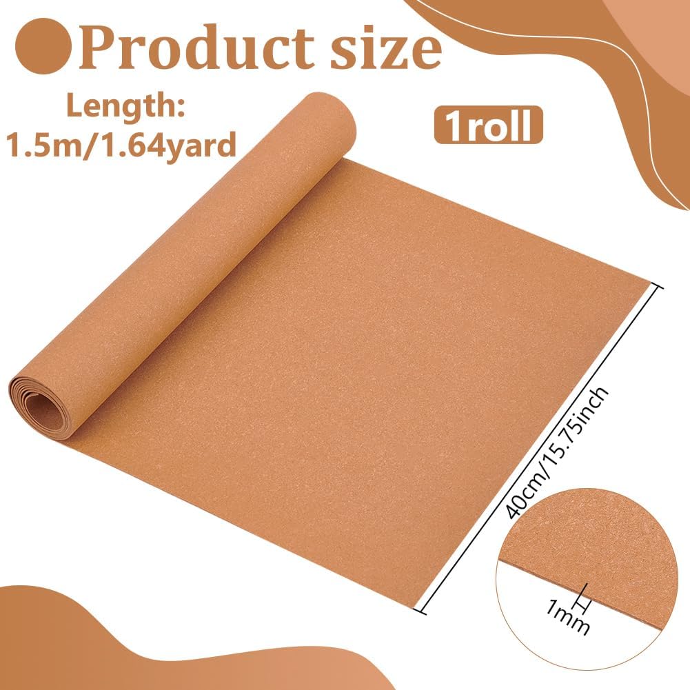 BENECREAT 59x15.7inch Leather Stiffener Roll, Sandy Brown Bag Stiffener, PVC Leather Roll for Leather Bag Liner, Craft DIY, 1mm Thick