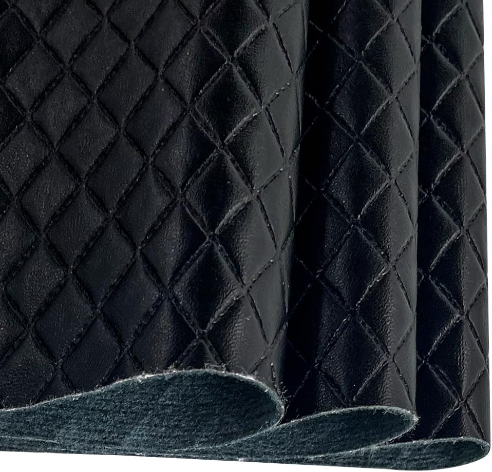 Alternative view of Diamond Quilted Pattern Artificial Faux Leather 11.8x53inch (30x135cm) Super Soft Craft Supplies Synthetic Leather DIY Hair Bows, Handbags and Craft Supplies (Black)