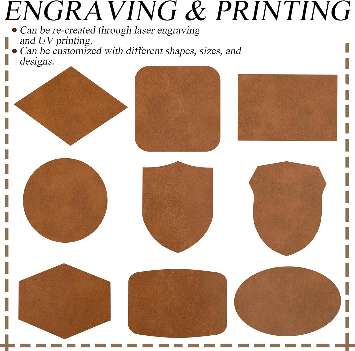 Alternative view of 5 Pack Laserable Leatherette Sheet Faux Leather Laser Engraving Leather Blank Hat Patches with Heat Press Adhesive for Laser Engraving DIY Hat Cap Beanie UV Printing Craft Supplies (Bourbon Brown)