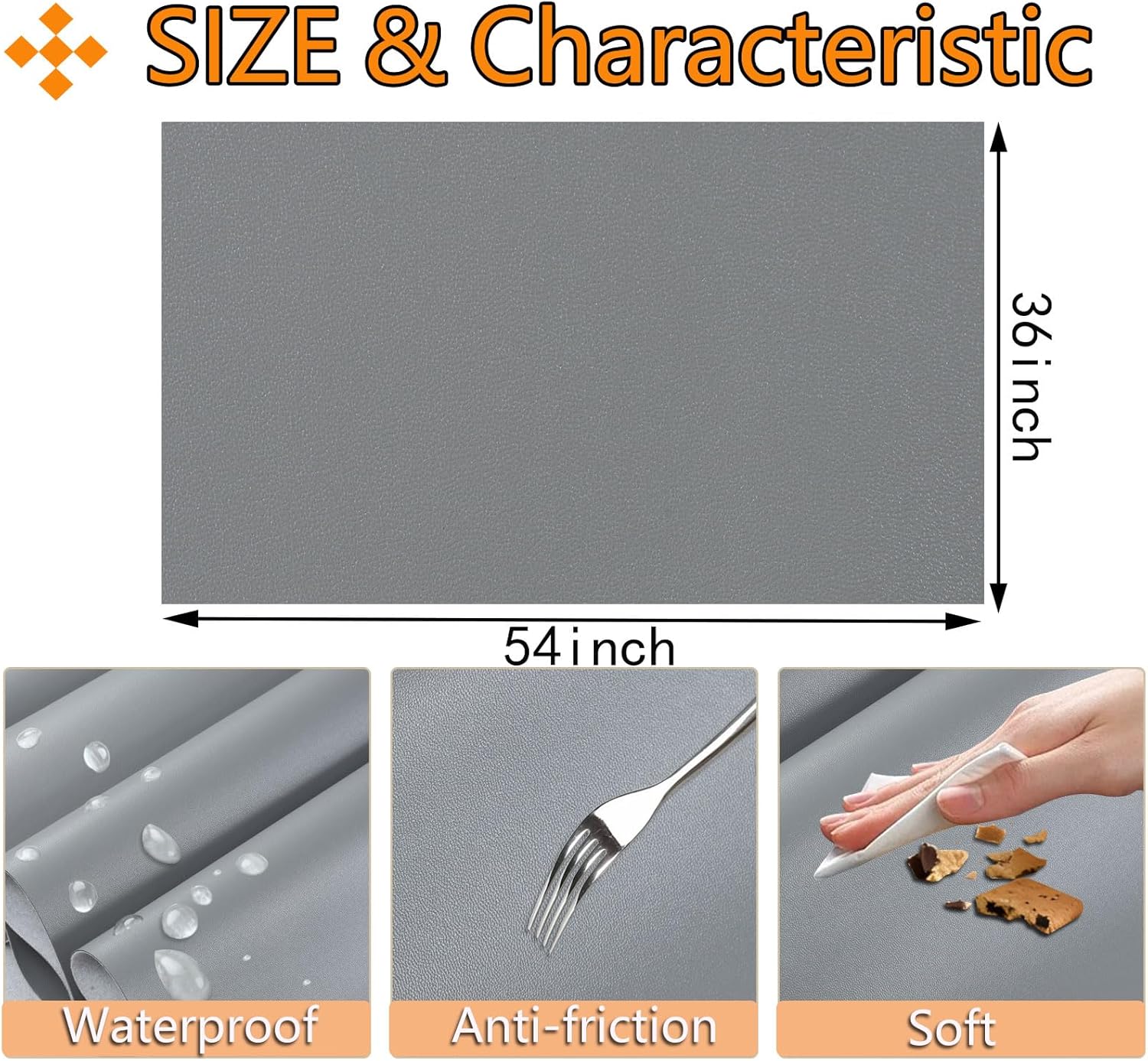 CDY Marine Vinyl Faux Leather Sheets: Soft Waterproof Synthetic Fabric Material Faux Leather 54" x 36" Very Suitable for Making Crafts DIY Upholstery Boat Car Sofa(Grey)