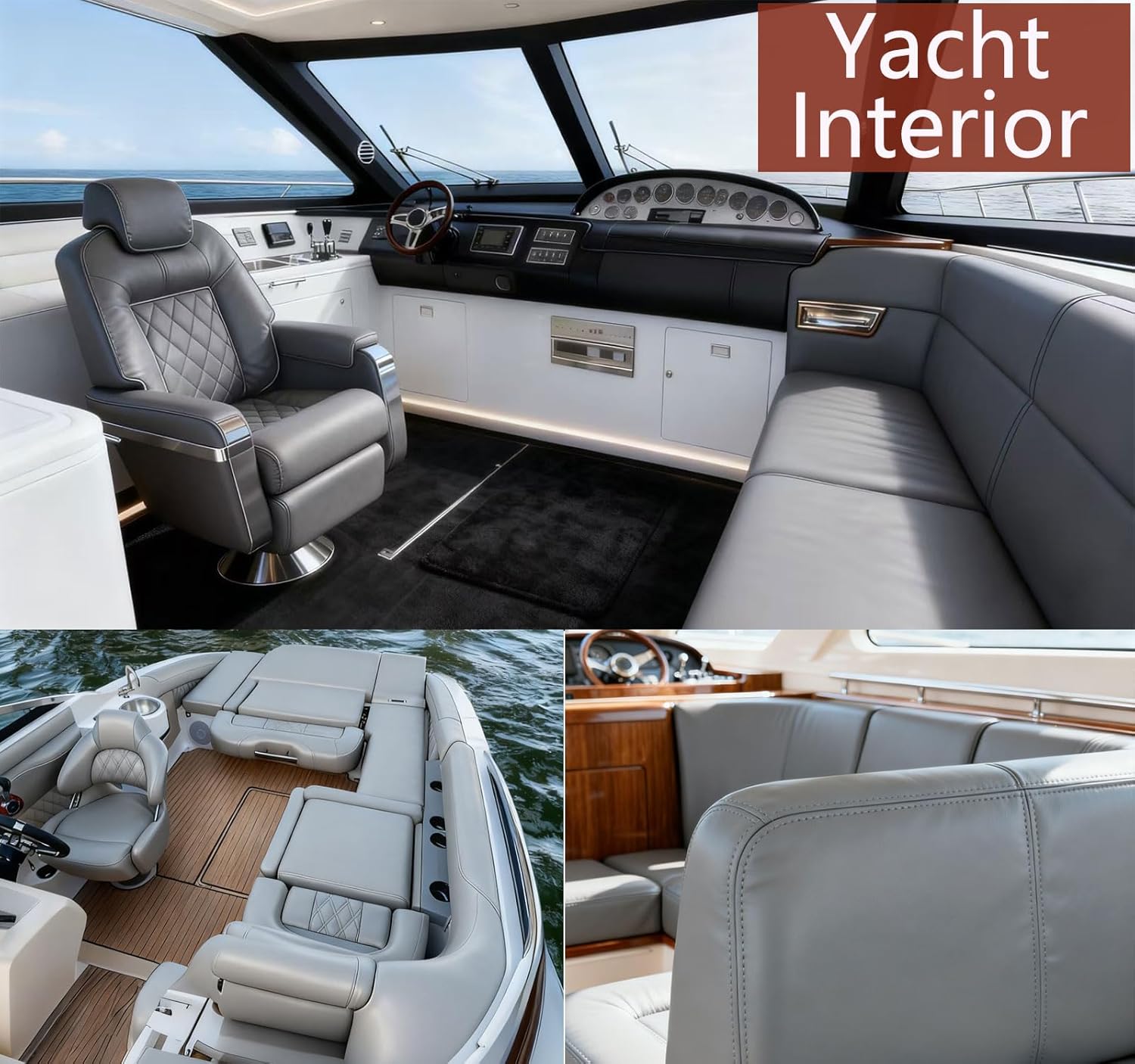 Alternative view of CDY Marine Vinyl Faux Leather Sheets: Soft Waterproof Synthetic Fabric Material Faux Leather 54" x 36" Very Suitable for Making Crafts DIY Upholstery Boat Car Sofa(Grey)