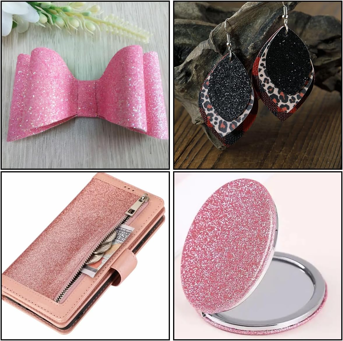 32 Colors 8X6 Inches Glitter Faux Leather Fabric Sheets for Leather Bows, Earring, Jewelry Making, Sewing, Shoe Making and Craft Making - Image 4