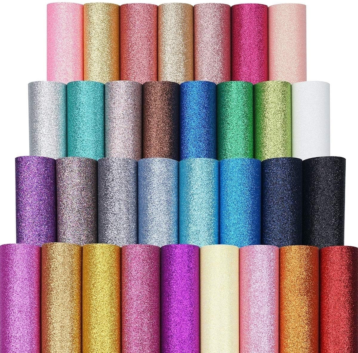 32 Colors 8X6 Inches Glitter Faux Leather Fabric Sheets for Leather Bows, Earring, Jewelry Making, Sewing, Shoe Making and Craft Making - Image 5