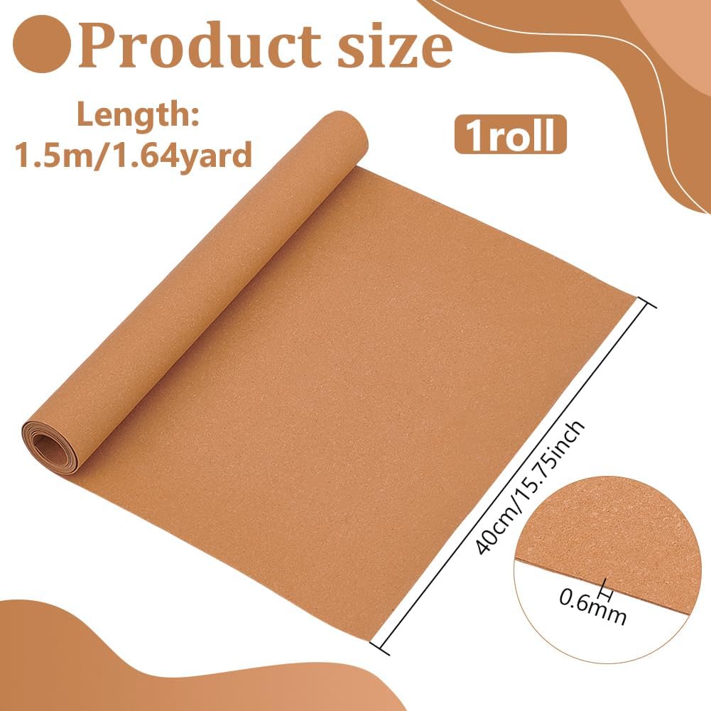 BENECREAT 59x15.7inch Leather Stiffener Roll, Sandy Brown Bag Stiffener, PVC Leather Roll for Leather Bag Liner, Craft DIY, 0.6mm Thick