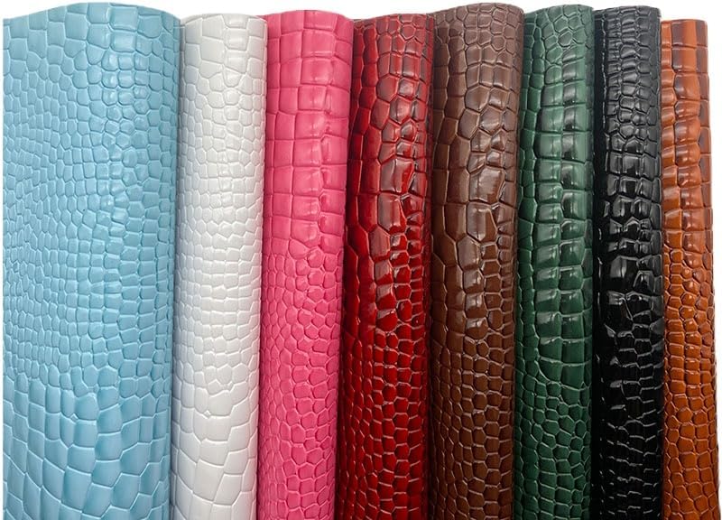 8pcs Glossy Alligator Faux Leather Fabric,8"x12"(20cmx30cm) Bright Embossed Crocodile Textured Bump Synthetic Leather Fabric for Earrings Hair Bows Making and DIY Projects