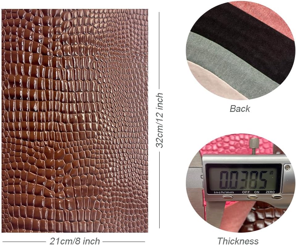 Alternative view of 8pcs Glossy Alligator Faux Leather Fabric,8"x12"(20cmx30cm) Bright Embossed Crocodile Textured Bump Synthetic Leather Fabric for Earrings Hair Bows Making and DIY Projects