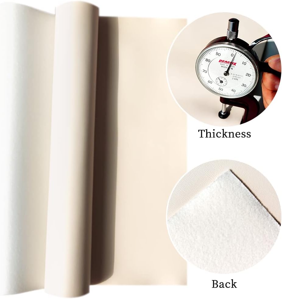 Alternative view of XHT Smooth Beige Faux Leather Roll 11.8"x53" Soft Plain Synthetic Upholstery Crafts Fabric for DIY Cosplay Garment Jewelry Accessories