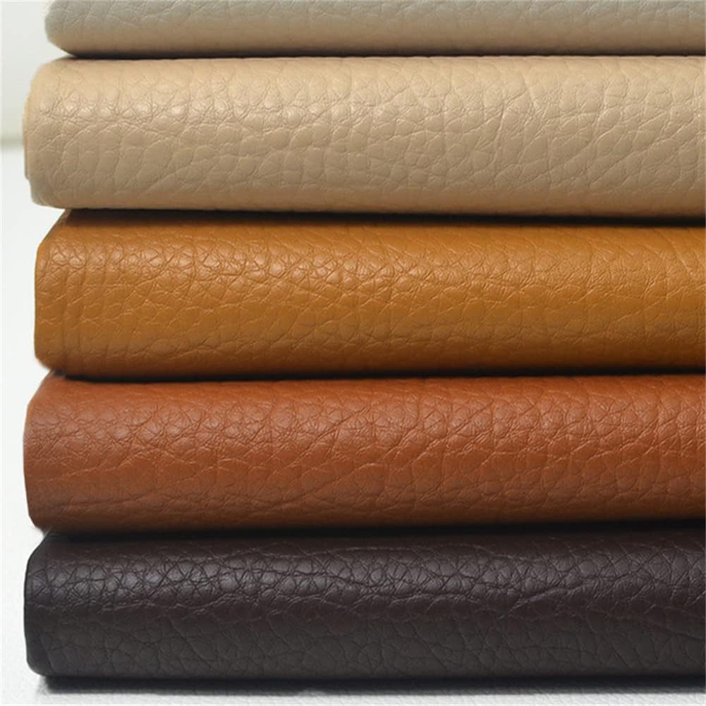 Tngan Faux Leather Material 2 Yards 54" x 72" Soft Solid Color Synthetic PU Fabric 0.7 mm Thick for Upholstery Leather Earrings DIY Sewing Crafts Car Seats, Black (Litchi Pattern)