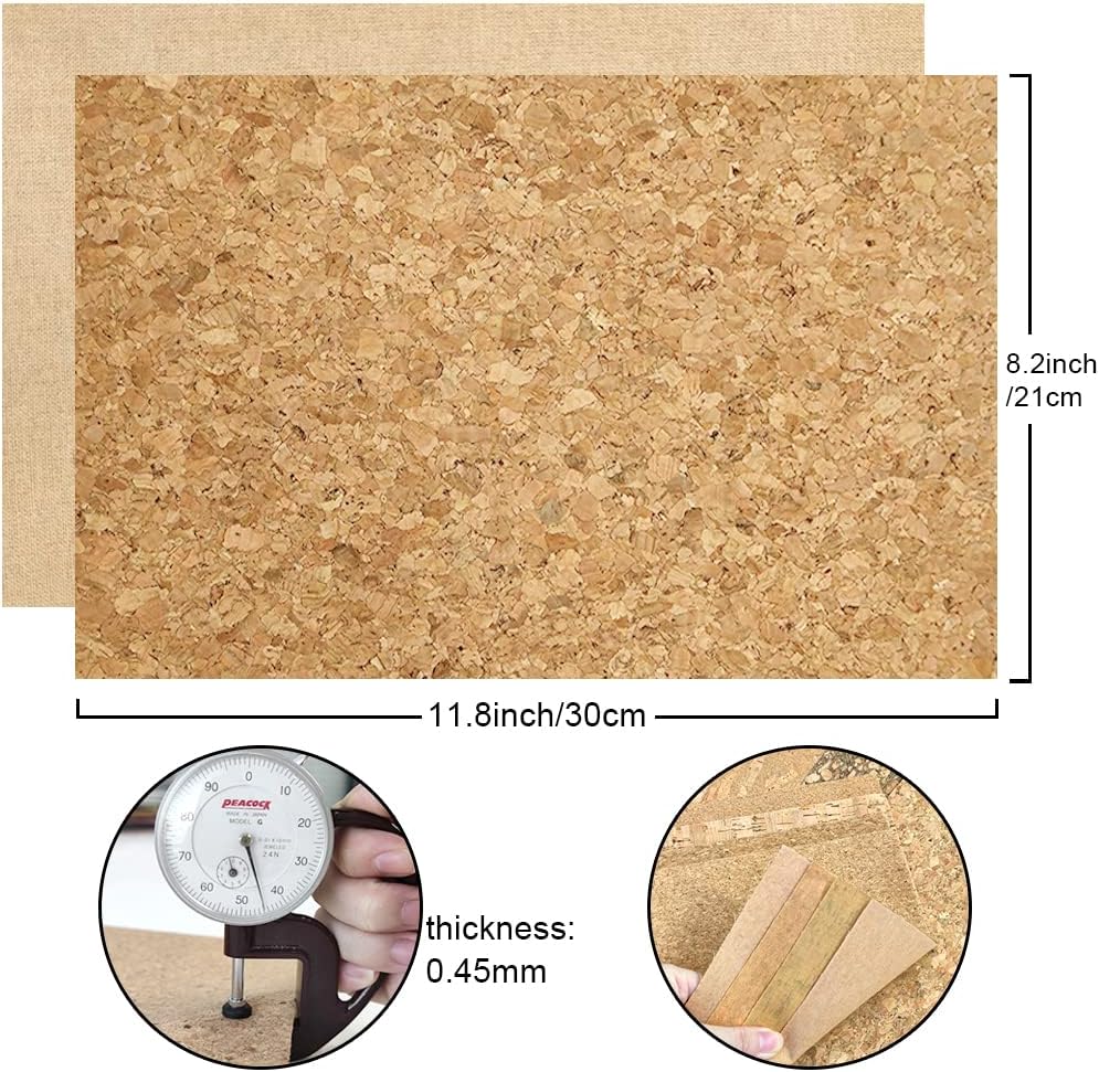Alternative view of 9 Pcs Soft Natural Texture Cork Faux Leather Sheets A4 Size Thin Real Cork DIY Crafts Fabric for Earrings Handbags Wallets Handicraft Accessories