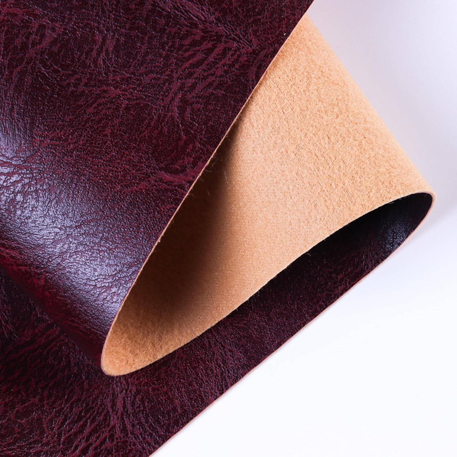 Caxilee Faux Leather Sheets for Craft One Roll Soft Textured Surface Solid Leather Fabric Sheets 12" x 53u201D (30cm x 135cm) Inch Large Size for Leather Earrings Bows Wallets DIY Projects (Burgundy)