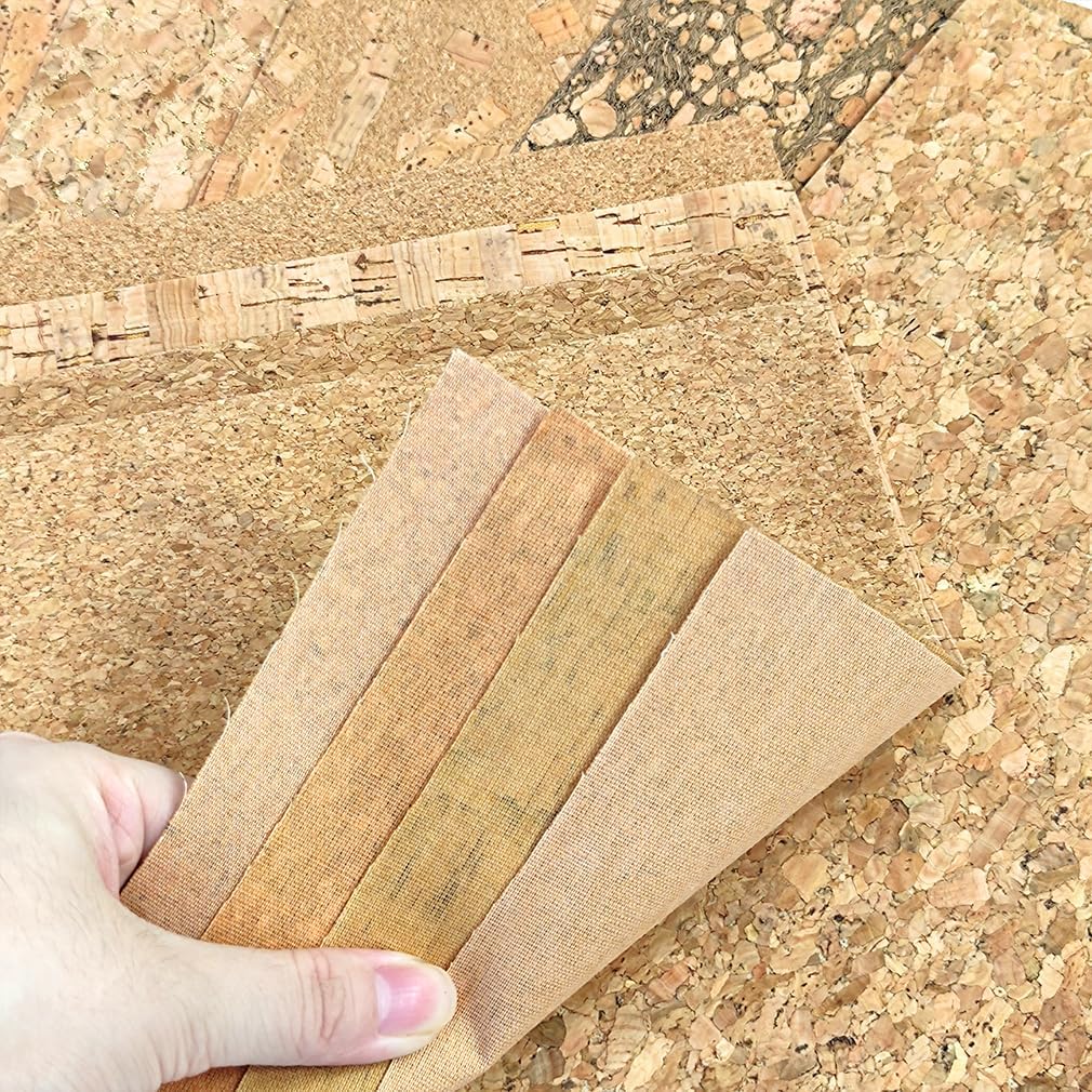 9 Pcs Soft Natural Texture Cork Faux Leather Sheets A4 Size Thin Real Cork DIY Crafts Fabric for Earrings Handbags Wallets Handicraft Accessories - Image 4