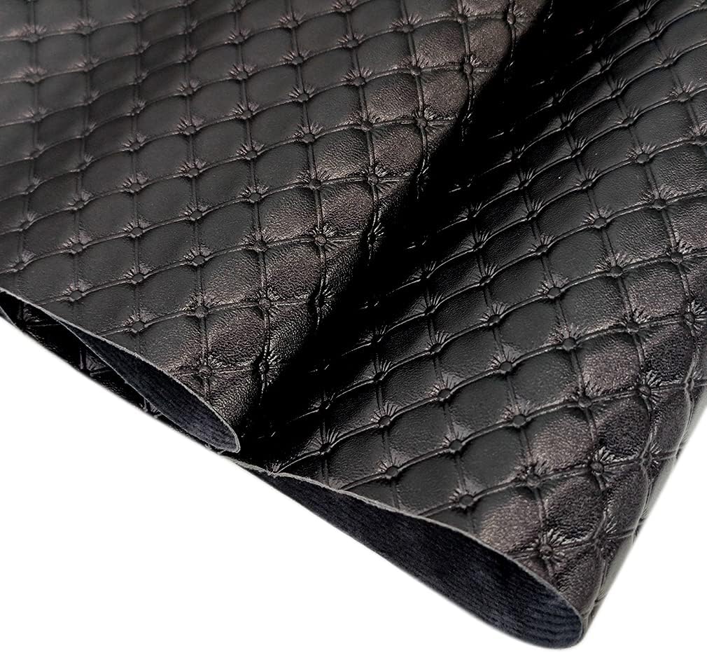 HYANG Diamond Embossing Black PU Faux Leather Sheets Roll 12"X 53" Faux Leather Roll Perfect for Crafts Handbags Wallets Jewelry Earrings Bows Making