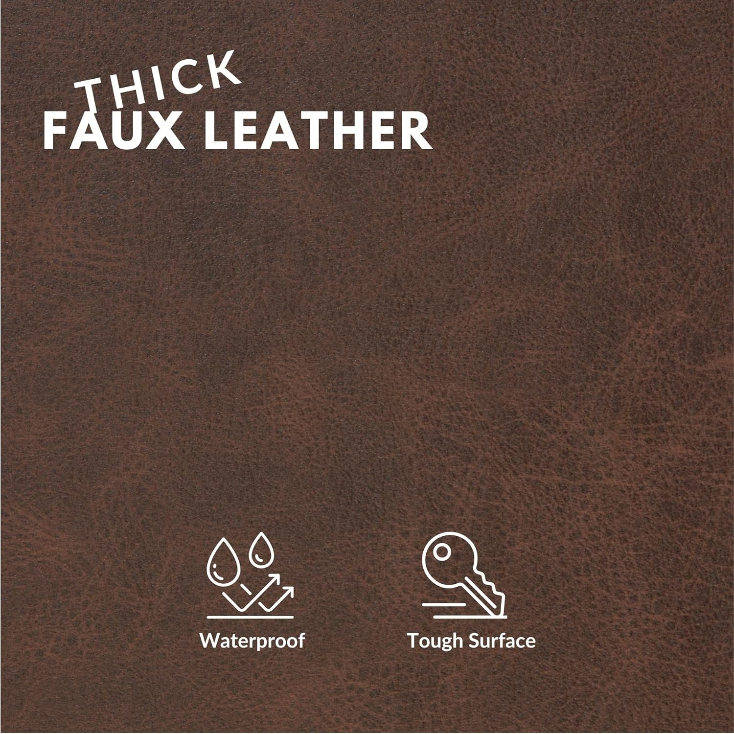Faux Leather Fabric, Thick Durable Synthetic Repholstery Leather Vinyl, Soft Touch Distressed DIY and Craft Material - Individual 1 Yard Cut 36"x54" (Cocoa)