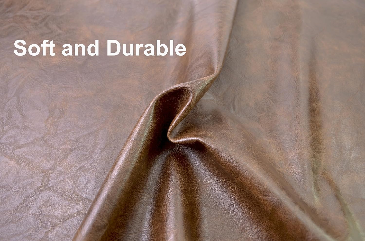 Alternative view of 1 Yards 54" x 36" Dark Brown Faux Leather Fabric Distressed Crazy Horse Soft Fake Leather Fabric by The Yard Dark Brown Upholstery Vinyl for Sofa Bags Chairs Car Seats DIY Crafts