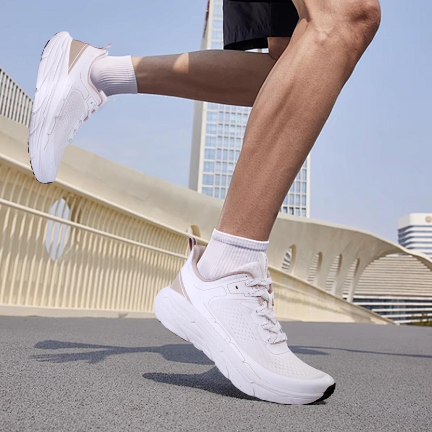 TDIDIS Men's Slip on Walking Sneakers - Lightweight Running Shoes - Cushioned Comfort for Gym, Training, Tennis, Workout - Athletic Fashion - Black/Beige Size 6.5-13