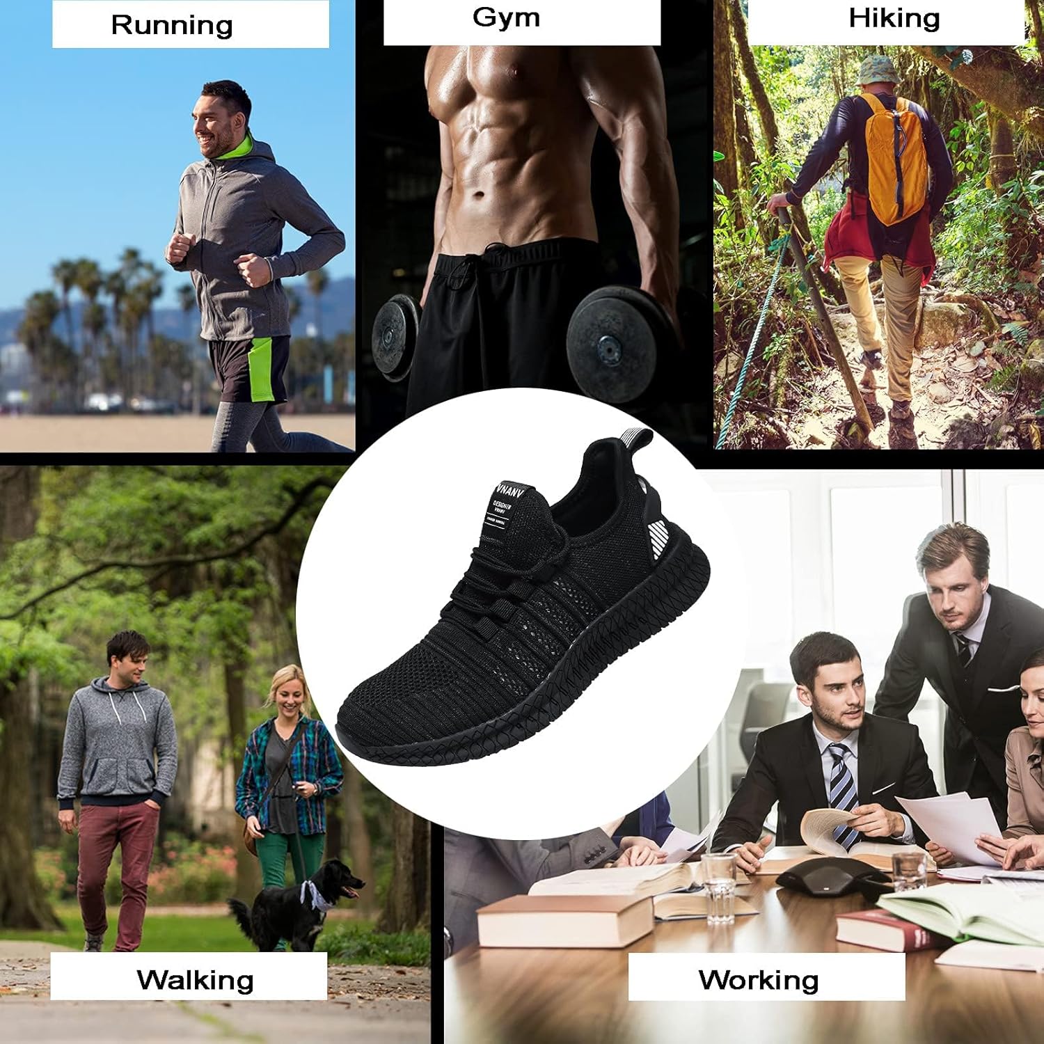 VNANV Mens Slip On Walking Shoes Lightweight Breathable Non Slip Running Comfortable Gym Tennis Athletic Fashion Sneakers Men