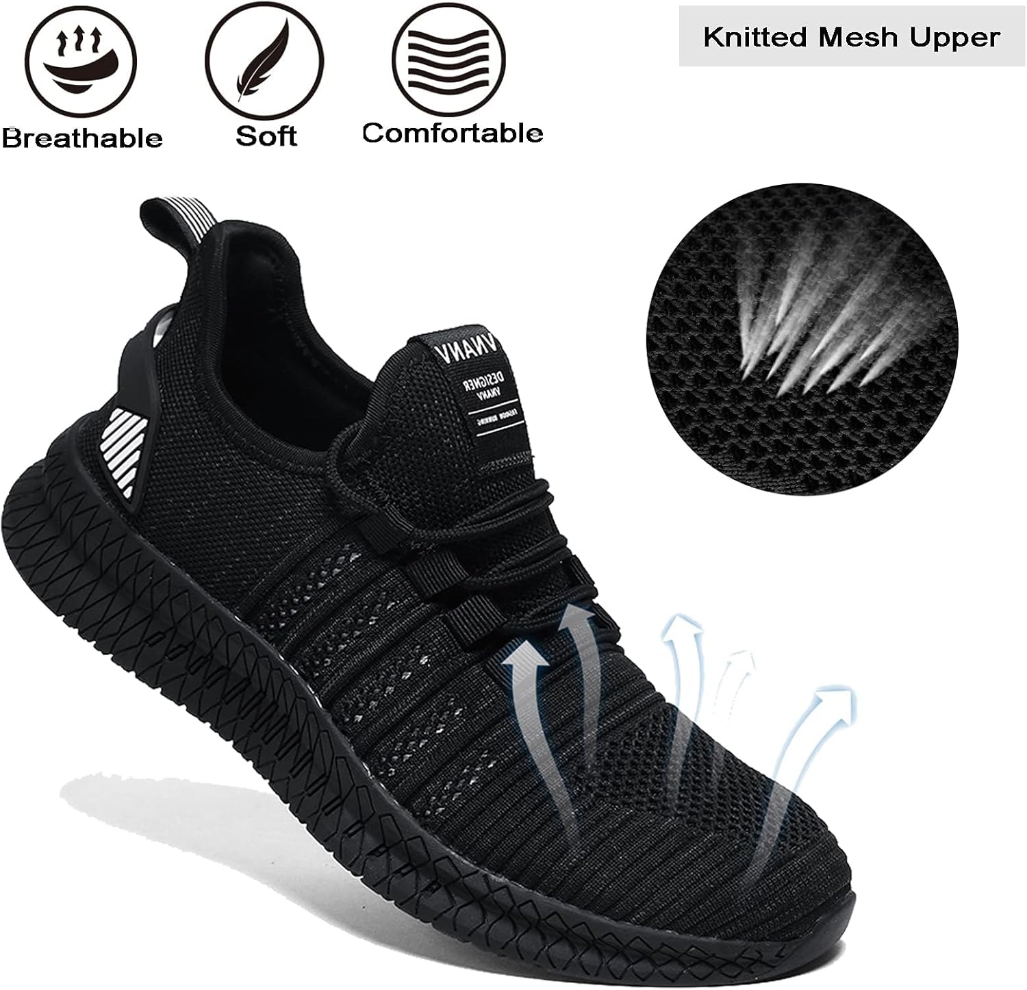 Alternative view of VNANV Mens Slip On Walking Shoes Lightweight Breathable Non Slip Running Comfortable Gym Tennis Athletic Fashion Sneakers Men