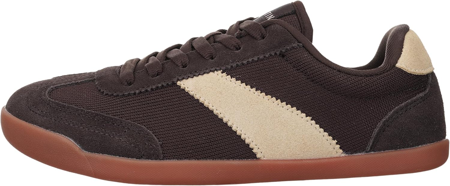 WHITIN Wide Barefoot Sneakers for Women | Brogue Toe Cap Style | Suede-Knit Hybrid